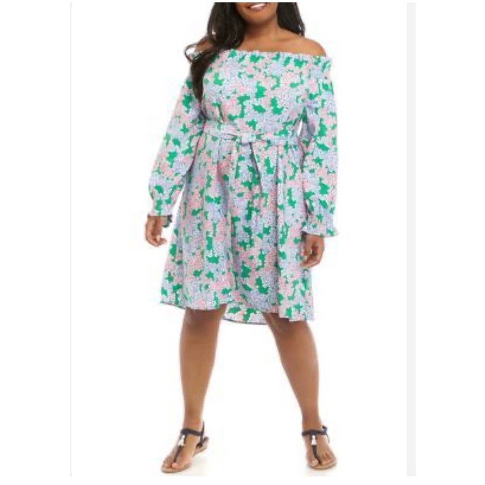 Crown & Ivy Hello Spring Off Shoulder Dress Women’s Plus SZ 3X